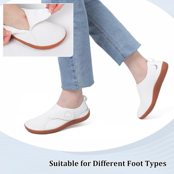 Womens Walking Shoes Comfortable Wide Diabetic Shoes Adjustable Zero Drop Edema - Picture 5 of 7